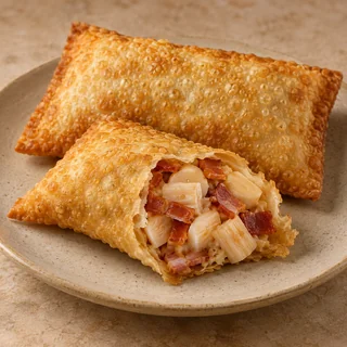 Pastel de Bacon com palmito — imagem ilustrativa; Bacon, palmito