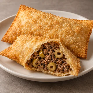 Pastel de Carne com azeitona — imagem ilustrativa; Carne, azeitona